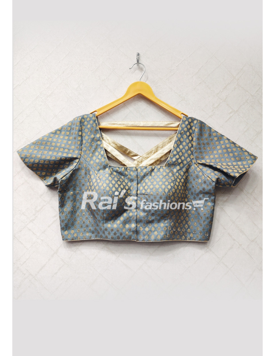 Ash Color Silk Brocade With Banarasi Butta Work Designer Blouse (RD2)