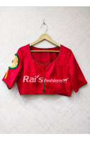 Red Color Embroidery Work Design Butter Silk Designer Blouse (RAI9674)