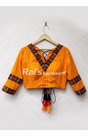 Orange And Black Cotton Hakova Designer Blouse (RAI9804)
