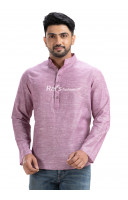 Light Purple Khadi Cotton Short Kurta For Men (NS42)