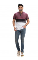 Men Colourblocked Henley Neck Pure Cotton T-shirt (NS62)