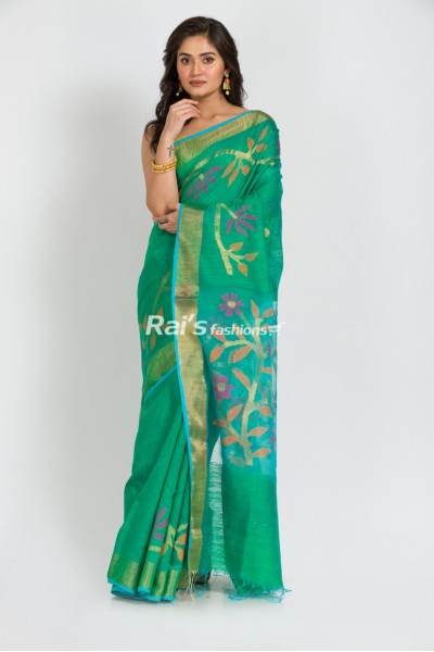 Pure Handloom Matka Silk Saree With Traditional Handweaving Jamdani Work All Over Base (RAI306)