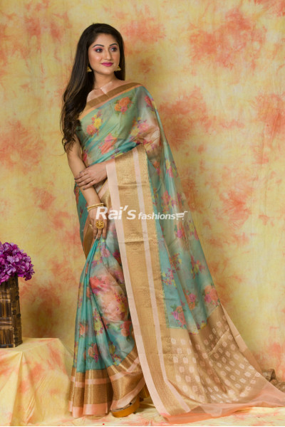 Digital Printed Handloom Soft Silk Saree With Fine Weaving Designed Contrast Color Border (KR221)
