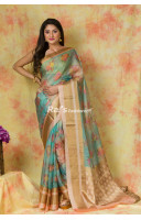 Digital Printed Handloom Soft Silk Saree With Fine Weaving Designed Contrast Color Border (KR221)