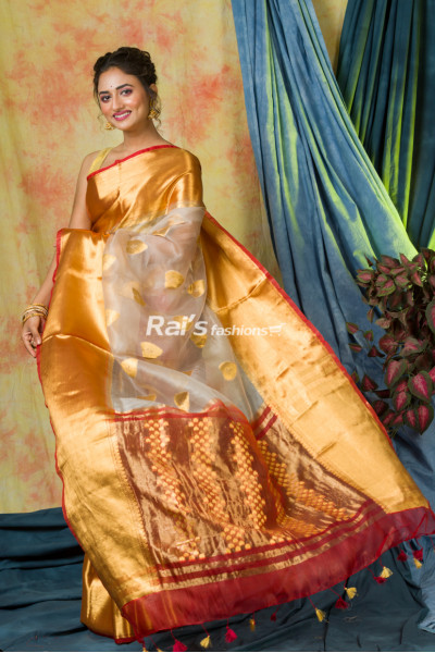 Exclusive Organza Silk Saree  With Reshmi Zari Weaving Wide Border And Butta Work All Over (KR202)