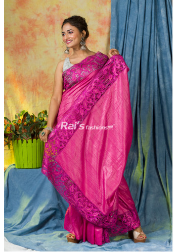 Handloom Pure Tussar Gicha Silk Saree With Designer Cutwork Embroidery Work (KR207)