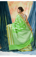 Handloom Silk Linen Saree With Fine Handweaving Heavy Worked Border And All Over Butta Design (KR209)