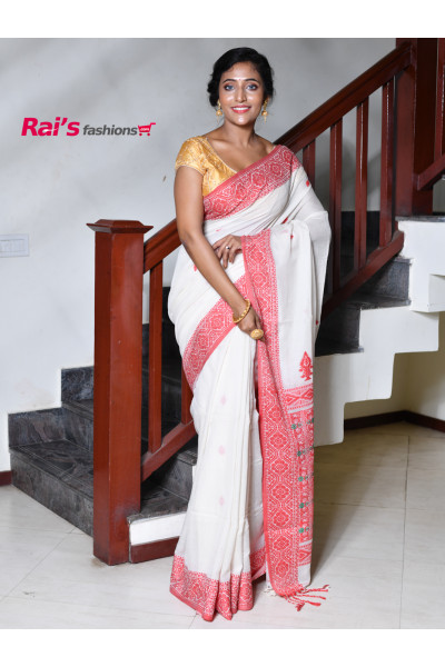 Khadi Cotton Saree With Fine Handweaving Design (RAI177)