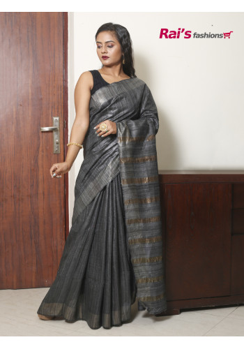 Pure Handloom Gicha Silk Saree With Golden Zari Border And Pallu Highlighted Zari Stripes Design (RAI133)