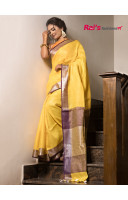 Handloom Fine Linen By Linen Saree With Silver Zari Weaving Border And Pallu (RAI202821)