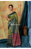 Premium Quality Chanderi Silk Saree With One Inch Golden Zari Border And All Over Nice Printed  (KR291)