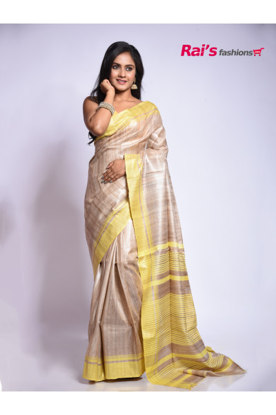 Pure Handloom Gicha Silk Saree With Contrast Color Border And Pallu (RAI205921)