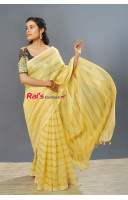 Fine Linen By Linen Saree With All Over Zari Weaving Stripes Design (RAI511)