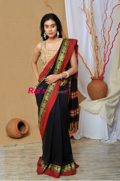 Handloom Khadi Cotton Saree With Fine Handweaving Border Design (RAI502)
