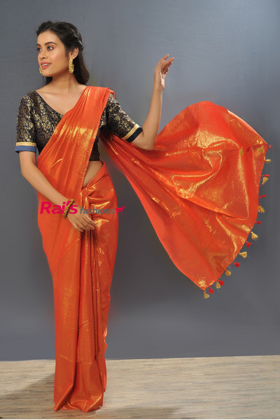 Handloom Soft Silk Saree With Fine Zari Weaving Stripes Design (RAI515)