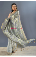 Premium Quality Silk Linen Saree With Shibori Print All Over (RAI520)