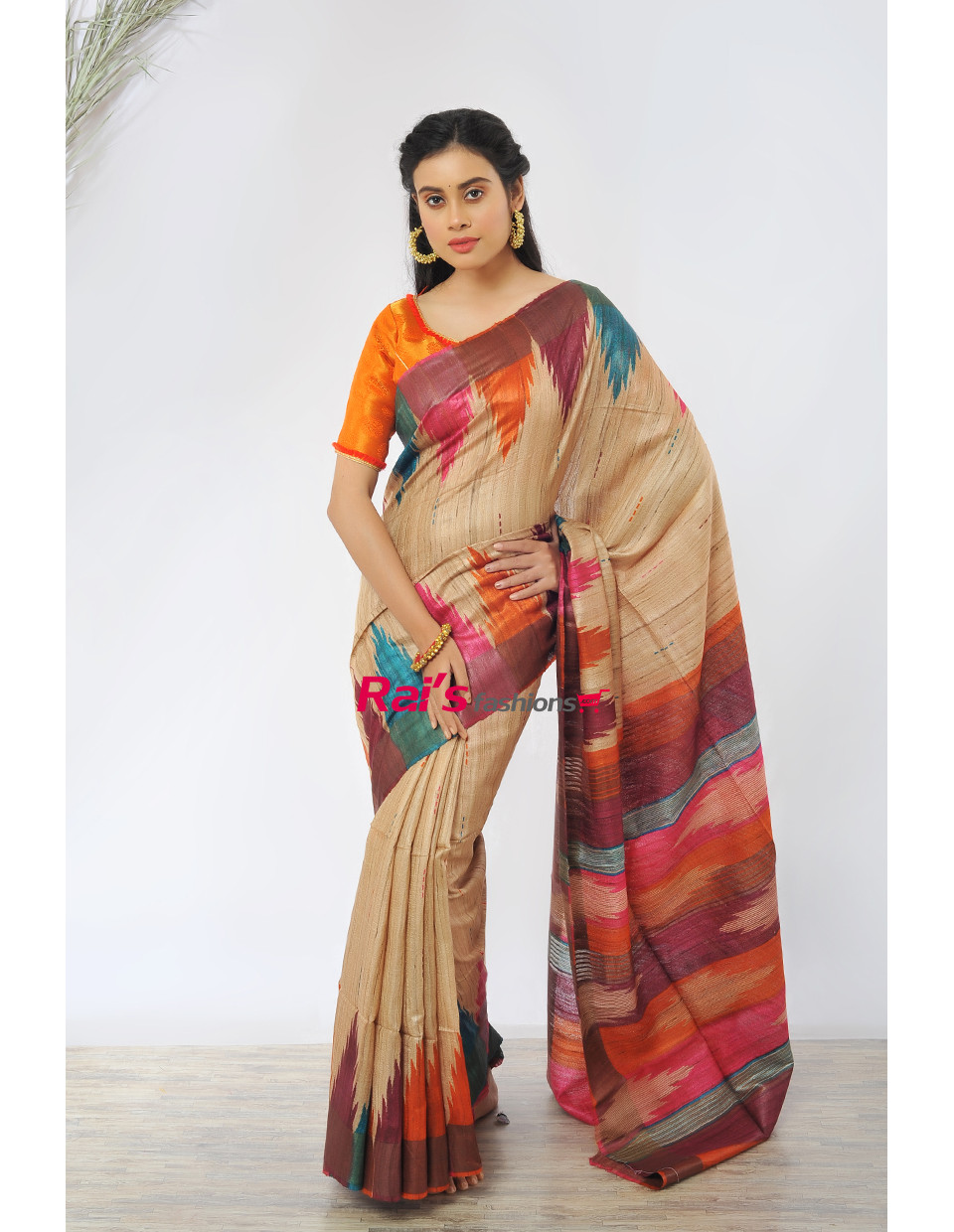 Pure Handloom Zari Border Gicha Silk Saree With Colorful Printed Border And Pallu (RAI519)