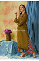 Kathan Silk With Fine Self Weaving And Embroidery Worked Straight Cut Kurti  (RAI433)