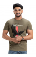 Army Green Printed Half Sleeve T-shirt For Men (NS52)