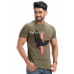 Army Green Printed Half Sleeve T-shirt For Men (NS52)