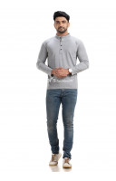 Regular Fit Solid Henley Neck Full Sleeve Cotton T-shirt (NS54)