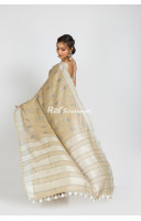 Pure Handloom Dupion Cotton With Net Weaving Butta Design (RAI321)