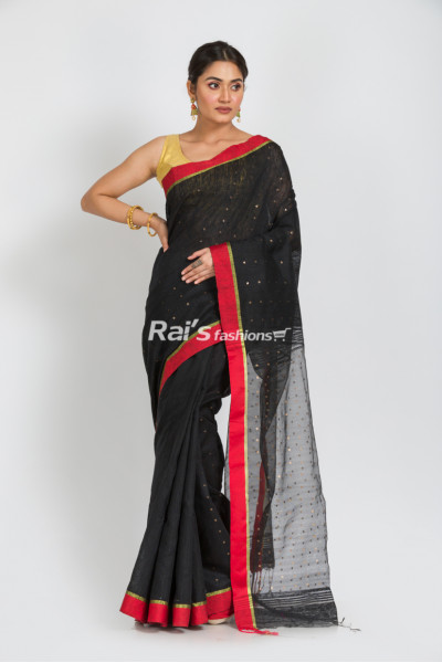 Handloom Matka Silk Saree With Sequin Work And Contrast Color Border (RAI332)