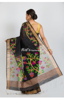 Matka Silk Saree With Contrast Color Border And Traditional Handweaving Jamdani Work Border And Pure Reshom Silk Pallu With Jamdani Work (RAI339)