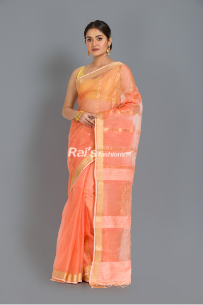 Pure Reshom Silk Saree With Matka Silk And Golden Zari Weaving Stripes Design (RAI329)