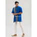 Men's Cotton Kurta Handmade Kantha Stitch Work Royal Blue (NS68)