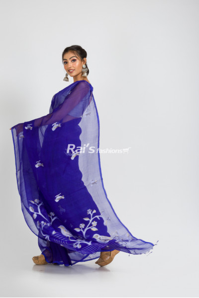 Pure Reshom Silk With Handweaving Fine Traditional Jamdani Work (RAI356)