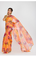 Premium Quality Digital Printed Pure Organza Silk Saree Designer Lace Border Attached (RAI361) 