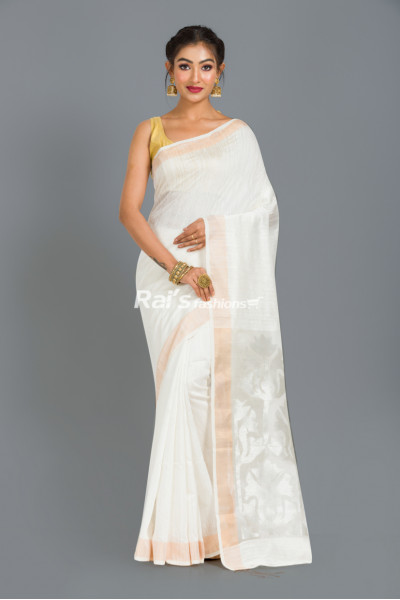 Premium Quality Handspun Matka Silk Saree With Reshom Pallu And Fine Handweaving Golden Zari Heavy Work (RAI364)