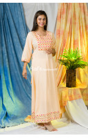 Rayon Cotton Fabric With Mirror Design Worked Long Dress (RAI454)