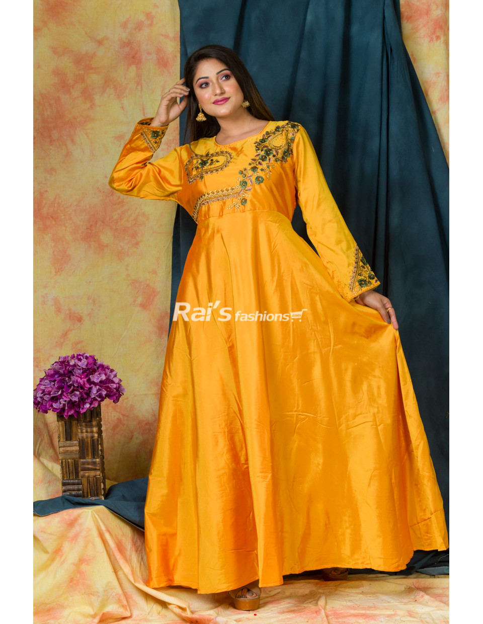 Party Wear Butterfly Soft Net Material Multi Coloured Designer Long Gown  For Girls  Kaleendi