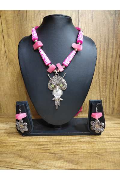 Chemical Beads With Silver Charms And Pendant Combine Fancy Jewellery (RAI366)