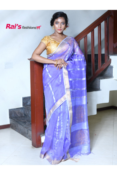 Pure Reshom Silk Saree With Matka Silk And Golden Zari Weaving Stripes Design (RAI246)