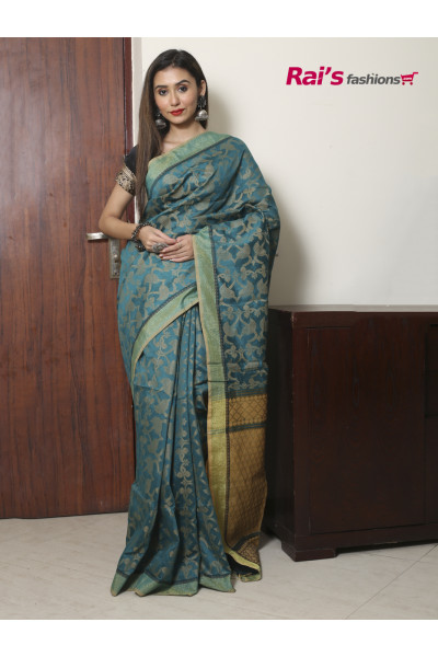 Cotton Silk Saree With Heavy Weaving Work All Over And Contrast Color Pallu (RAI120)