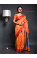 Pure Handloom Cotton Saree With Contrast Color Border and Pallu (KR76)