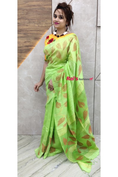  Pure Handloom Hand Spun Matka Silk With Handweaving Fine Jamdani Work And Reshom Silk Pallu Saree (04AD30)