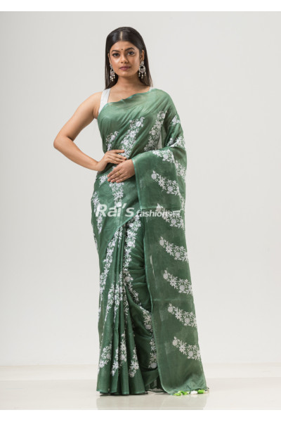 Semi Kathan Silk Saree With Kota Weaving Checks Base And Embroidery Design Work (NS14)