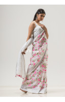 All Over Embroidery Work Linen By Linen Saree (NS16)
