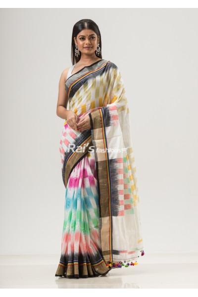 Exclusive Matka Silk With Contrast Color Border Design Multicolor Saree (NS24)