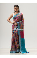 All Over Digital Printed With Contrast Color Border Cotton Slab Saree (NS26)