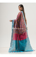 All Over Digital Printed With Contrast Color Border Cotton Slab Saree (NS26)