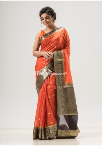 All Over Butta Weaving Design With Banarasi Worked Contrast Border Organza Silk Saree (NS34)