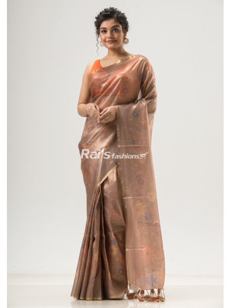 Pure Handloom Soft Tissue Silk With Digital Print Saree (NS36)