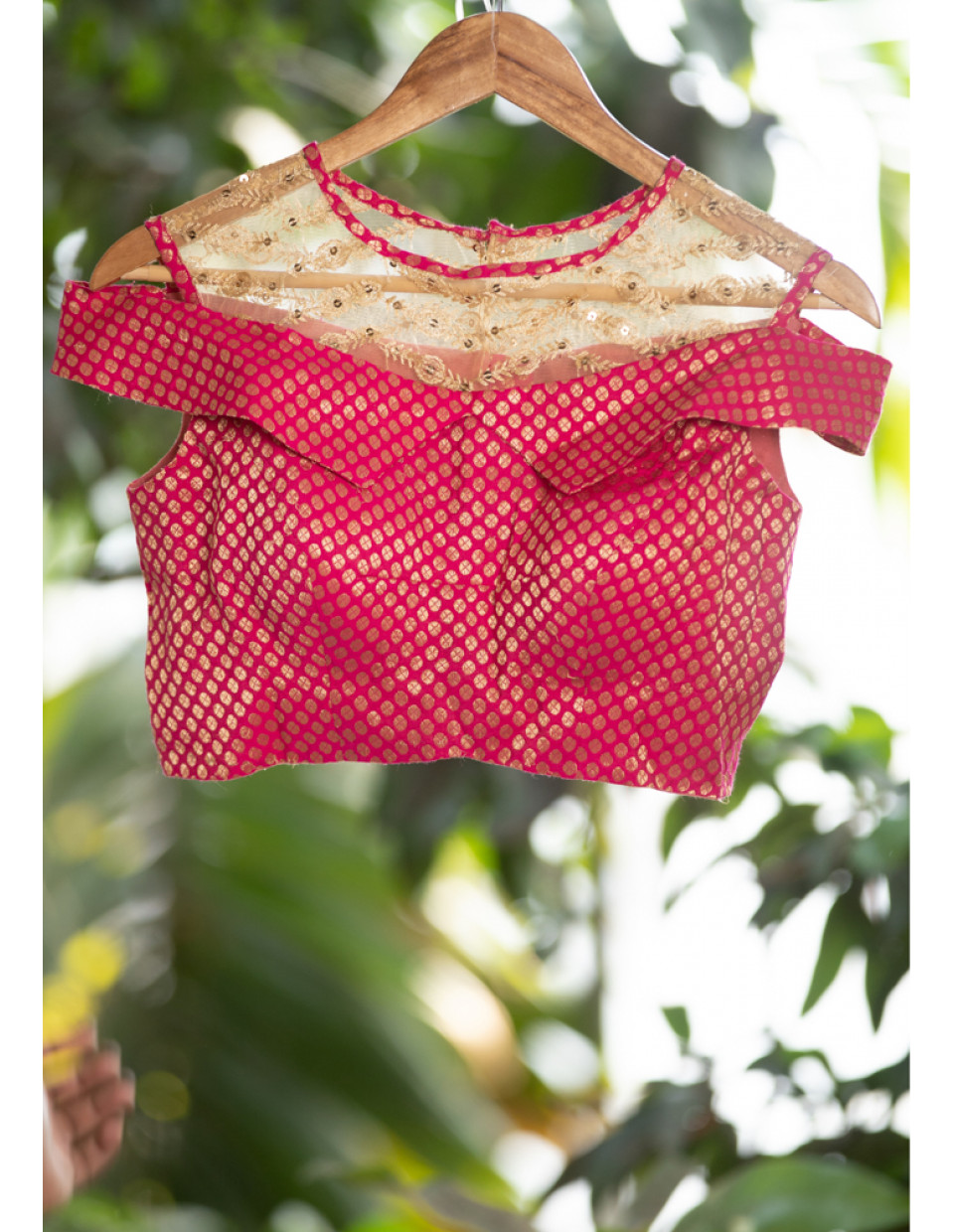 All Over Butta Weaving Off Shoulder Designer Blouse With Net Embroidery Work (KRBL1172) All Over Butta Weaving Off Shoulder Designer Blouse With Net Embroidery Work (KRBL1172)