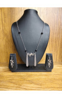 Silver Oxidize Long Chain With Nice Smart Pendent And Earrings (KR211)