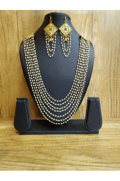 Golden Malai Chain With Beautiful Earrings (KR476)